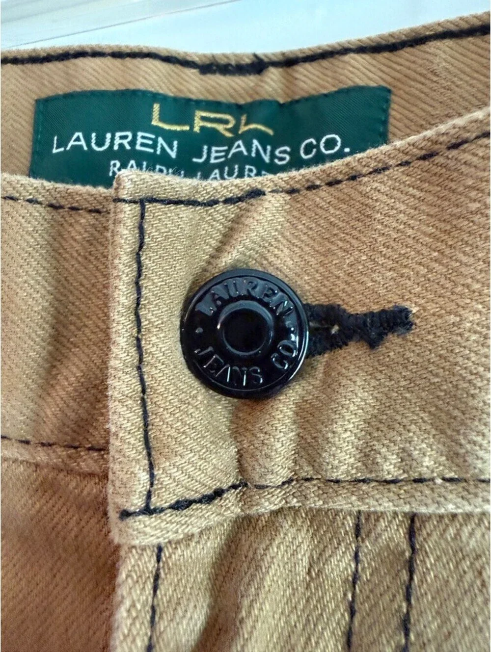 Lauren Jeans Co Ralph Lauren 14P Tan Denim Jeans Western Contrast Stitch Y2K